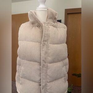 Bagatelle Collection Chic Off-White Corduroy Women's Puffer Vest